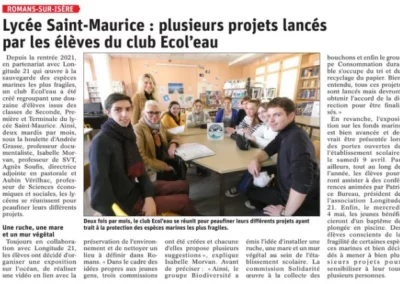 expo océan lycée Saint Maurice - article de presse